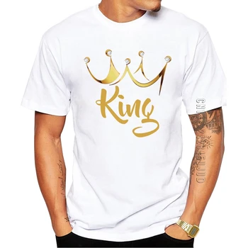 Bavlna Módne Muži T-Shirt O Krk Bežné Topy Zlatú Korunu Kráľa Vytlačené Lete Grafické Tričko Vtipné Tričká