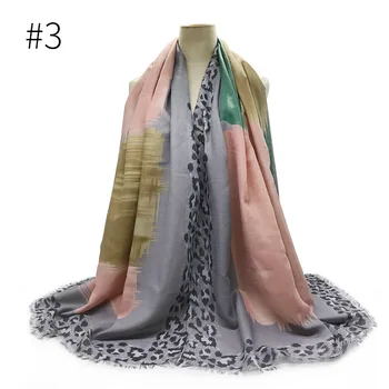 Bavlnená posteľná Bielizeň Leopard Šitie Šatku Viskóza Moslimských Hijabs Módne Dámy Vytlačené Pashmina Dve bočné Obruby Šatku Dlhý Šál