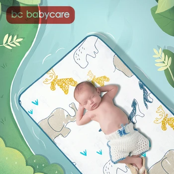 BC Babycare 56*100/65*120 cm Viacúčelový Dieťa Listy Cartoon Mäkké Priedušné Antibakteriálne Anti-roztoč Prenosné Ramie Rozkladací Gauč Mat