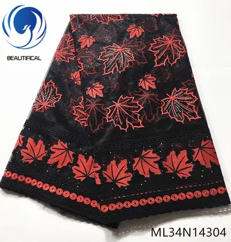 Beautifical nigérijský tkaniny 5yards tylu čipky, výšivky, tkaniny s kamene veľkoobchod Nový príchod afriky čipky textílie ML34N143
