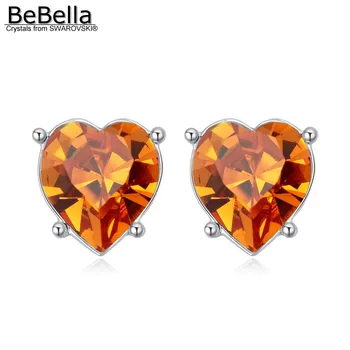 BeBella roztomilý 4 pazúry srdce stud náušnice s Kryštálmi od Swarovski originálne módne šperky pre dievčatá, ženy trendy darček