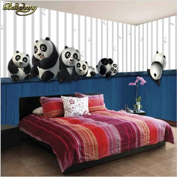 Beibehang 3D stereo deti izba veľké nástenné male Dievča, Spálne, Gauč pozadie stenu Roztomilá Panda tapety nástenná maľba abstraktných de parede