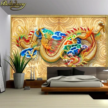 Beibehang Golden Dragon vlastné fotografie abstraktných de parede 3D nástennú maľbu, tapety na steny, 3 d krajinu veľké steny papier na stenu-papier