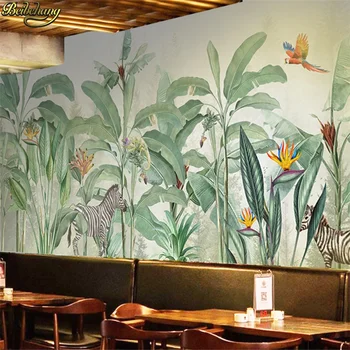 Beibehang Vlastné 3d tapeta nástenná maľba ručne ťahané vintage tropických dažďových lesov rastlín, zvierat Juhovýchodnej Ázii pozadí na stenu