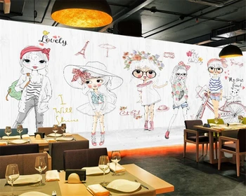 Beibehang Vlastné 3D Tapeta Ručne kreslené Karikatúry Girl Fashion Show Oblečením Stenu, tapetu Pozadia nástenná maľba papier peint