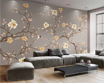 Beibehang Vlastnú tapetu Ručne ťahané kvet, vták umelecké dekorácie, maliarstvo, obývacia izba, spálňa, TV joj, 3d tapety