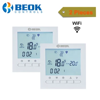 Beok 2 Kusy Wifi Termostat na Plynový Kotol, Smart Phone Regulátor Teploty Regulátor Biela Farba Doma v Teple Thermostato