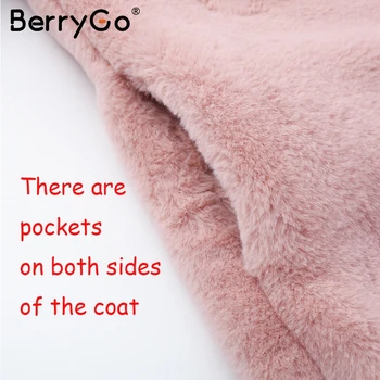 BerryGo Elegantné umelú kožušinu kabát Ženy 2018 Jeseň v zime teplé mäkké kožušiny, kabát Žena bežné streetwear módy strany nadrozmerná kabát