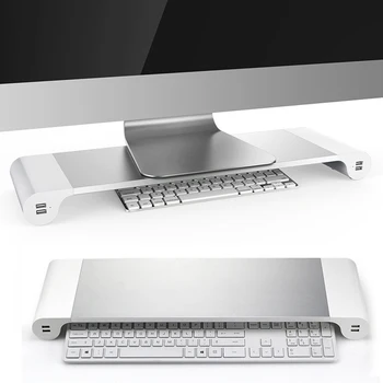 Besegad Hliníkovej Zliatiny 4 USB Porty, stolnému Stojanu Space Bar Počítač, Notebook, Monitor Dock Stojí Podstavec pre iMac, MacBook EÚ a USA Zástrčky