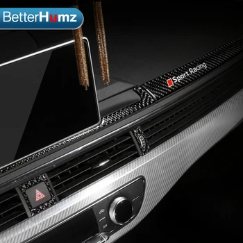 Betterhumz Auto, Interiér Carbon fiber Panel navigácia Dekoračné Lišty zásuvky nálepky Na Audi A4 A5 (2017-2018)