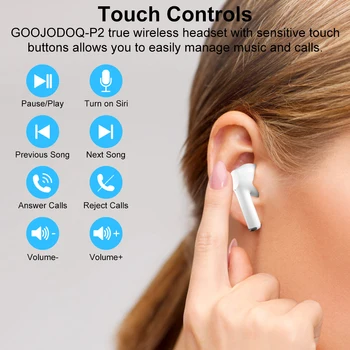 Bezdrôtová Bluetooth Slúchadlá s Nabíjanie Prípade, GOOJODOQ Hi-Fi Stereo IPX5 TWS Bezdrôtové Slúchadlá Bluetooth Slúchadlá Slúchadlá