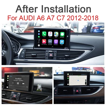 Bezdrôtové CarPlay Pre Audi A6, A7 E7, 2012～2018 MMI 3G RMC Systém Android Auto Zrkadlo odkaz Hlasové Ovládanie Siri