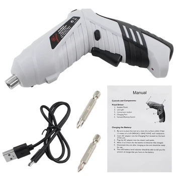 Bezdrôtové Nabíjanie pomocou pripojenia USB Mini Elektrický Skrutkovač 3.6 V Nabíjateľná Vŕtať Automatické skrutkovača Ručné Vŕtačky s LED Svetlom