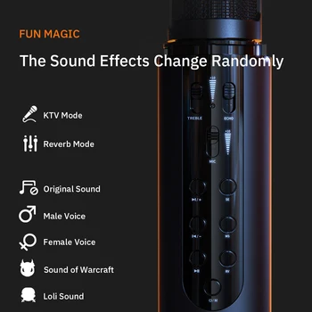 Bezdrôtový Bluetooth Štúdiový Mikrofón pre Telefón Karaoke Mikrofón Reproduktor Micro vstavanou zvukovou Kartou Voice Changer