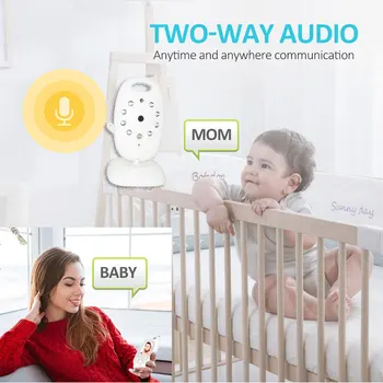 Bezdrôtový Video Baby Monitor s Kamerou Audio Security Kamera 2 Spôsob, ako Hovoriť INFRAČERVENÉ Nočné Videnie Monitorovanie Teploty s 8 Uspávanky