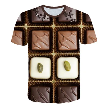 Bežné Dámy Čokoláda/Candy Tvorivosti T Shirt Ženy Tričko Plus Veľkosť Krátky Rukáv O-krku Mujer T-shirt 3D Dizajn Tee tričko