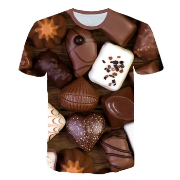 Bežné Dámy Čokoláda/Candy Tvorivosti T Shirt Ženy Tričko Plus Veľkosť Krátky Rukáv O-krku Mujer T-shirt 3D Dizajn Tee tričko