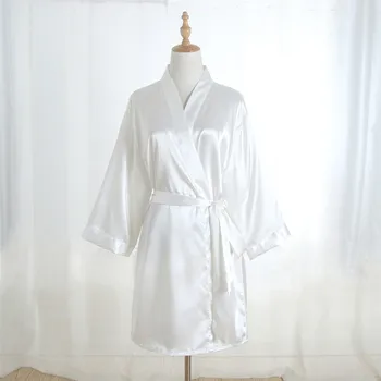 Bežné Pevné Ženy Domov Nosiť Mini Svadobné Brise Bridesmaid, Šaty Lady Rayon Kimono Sleepwear Spa Odev Sexy Satin Nightgown