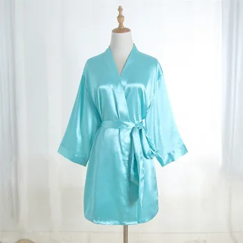 Bežné Pevné Ženy Domov Nosiť Mini Svadobné Brise Bridesmaid, Šaty Lady Rayon Kimono Sleepwear Spa Odev Sexy Satin Nightgown