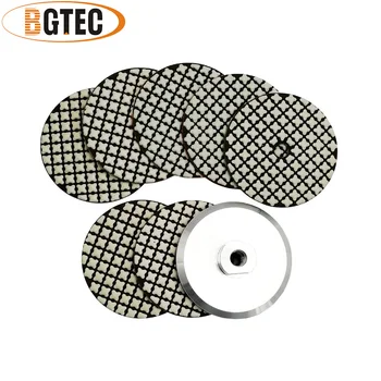 BGTEC 7pcs 100 mm hrubých nečistôt 50-3000 Suché Diamond Leštiaci Pad s M14 Hliníková základňa backer 4