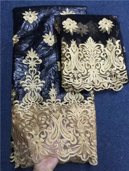 Biela a zlatá swiss voile čipky textílie africkej guinei bazin riche textílie nigérijský gele headtie s kamene 5+2yard/veľa LYB-44