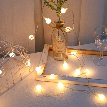 Biela Guľa Tvaru Žiarovky String 20-LED USB Powered Domov Vianočné Dekorácie Star Fireworks Svetlá