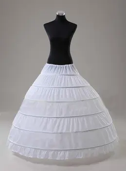 Biela/Čierna 6-HOOP plesové Šaty, Svadobné Svadobné Plný Krinolína Spodnička Vrúble