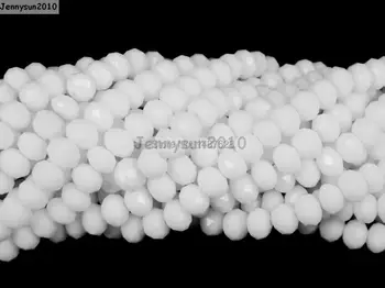 Biely Alabaster Czech Crystal 2 mm x 3 mm Tvárou Rondelle Voľné Dištančné guličiek Na Náramok, Náhrdelník Šperky Plavidlá 10 Prameňov/Pack