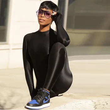 BIIKPIIK Dlhý Rukáv Jeseň Jumpsuit Pevné Čierne Elegantné Ženy Kombinézach Cvičenie Nohavice Športový Activewear Jogging Oblečenie