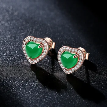 BIJOX PRÍBEH módy v tvare srdca rubínovo-smaragdové náušnice 925 sterling silver stud náušnice jemné šperky pre svadobné party dary