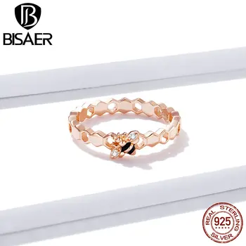 BISAER Honeycomb Krúžky 925 Sterling Silver Bee Prst Prstene Pre Ženy Zapojenie Šperky Anel S925 EFR159