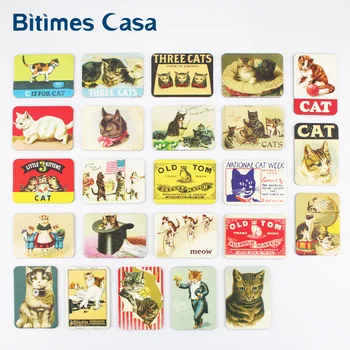 Bitimes 24 KS Cute Cat Chladnička Magnety na Chladničku Nastaviť Domáce Dekorácie Zvierat Mačky Vzory Magnetických Nálepiek Cestovanie so suvenírmi