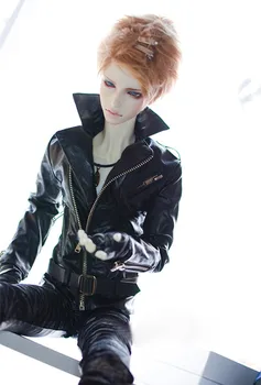 BJD bábika kabát čierna kožená bunda Kovový zips, super cool motocykel kožený kabát pre 1/4 1/3 BJD SD17 SSDF bábiky oblečenie