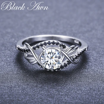 BLACK AWN Gram Originálne 925 Sterling Silver Šperky Black&White Stone Snubné Prstene pre Ženy Bijoux Veľkosť 5 6 7 8 9 10 C307