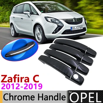 Black Carbon Fiber Dverí Rukoväť Kryt pre Opel Vauxhall Zafira C Tourer Súčasnosti 2012~2019 Príslušenstvo Nálepky Výbava Nastaviť Chrome