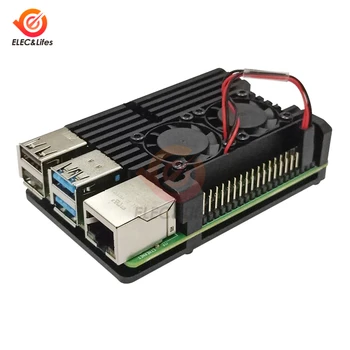 Black CNC Zliatiny Hliníka prípade Shell pre Raspberry Pi 4 3 Model B /B+ Prípade box s Dual Chladiaci Ventilátor chladiča Chladičom Gold/Red