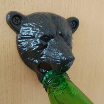 Black Grizzly Bear Pivo Otvárač Liatiny Lodge Kabíny Na Stenu Pub Bar Abridor Otvárač Keychain