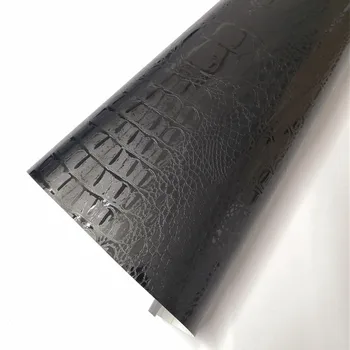 Black Krokodílej Kože Obilia Textúra Vinyl Auto Zábal Nálepky Kotúča Fólie Samolepiace Nálepky Interiéru Auta Styling Pokrýva Balenie