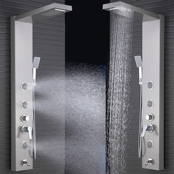 Black Nikel Zrážok Vodopád Sprchovací Panel, Masážnymi Tryskami Sprcha Stĺpec Zmiešavacie Batérie, Sprcha Veža Sprcha Vaňa Náustok