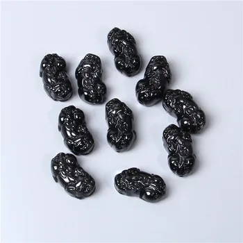 Black statočný PI XIU 2 diery prívesok charm prírodné obsidian kameň šperky diy, takže náramok náhrdelníky darček pre mužov, ženy ručné