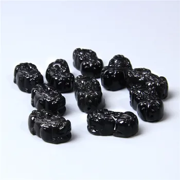 Black statočný PI XIU 2 diery prívesok charm prírodné obsidian kameň šperky diy, takže náramok náhrdelníky darček pre mužov, ženy ručné