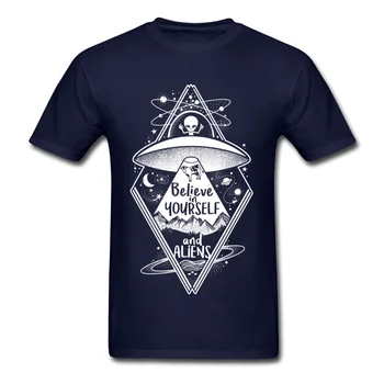 Black UFO Cudzinec T-shirt Mužov Veriť V Seba samého A Cudzinci Topy Tees Lete Hip Hop Tričko Kreslené Tričká Zábavnej Oblečenie