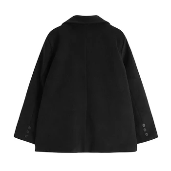Black Vlnené Sako Bunda Ženy, Výšivky, Kvetinové Strapec Dizajn Singel Svojim Kabát 2021 Jar Vintage Žena Outwear Topy