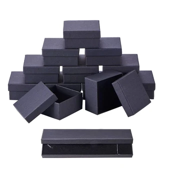 Black Šperky Organizátor Box Pre Náušnice, Náhrdelník Náramok Zobraziť Balenie Darčekov Kartónových Krabíc Square/Obdĺžnik