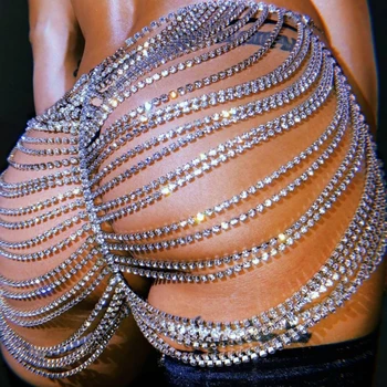 Bling Drahokamu Pás, Brucho Crystal Bikini Reťazca Ženy Bielizeň Sexy Telo Vedenia Strany Elegantné Telo Reťazca Šperky Bijoux Hip Hop