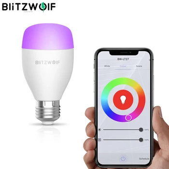 BlitzWolf Wifi Smart LED Žiarovky AC100-240V RGB+CW E27 9W APLIKÁCIE Smart LED Žiarovky Lampy Pracovať S Alexa Google Asistent, IR Diaľkové ovládanie