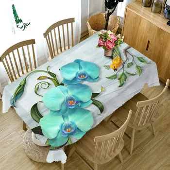 Blue butterfly kvet 3D Dekoratívne obrus Bavlnená posteľná Bielizeň Obrus Jedálenský Stôl Kryt Pre Kuchyňa Domova