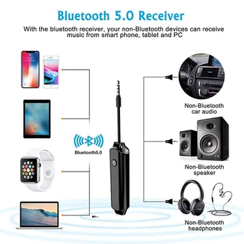 Bluetooth 5.0 Prijímač 3,5 mm Jack Aux Audio Prijímač, Adaptér Pre Mobilný Telefón, konektor pre Slúchadlá Bezdrôtové Music Adaptér MP3 do Auta