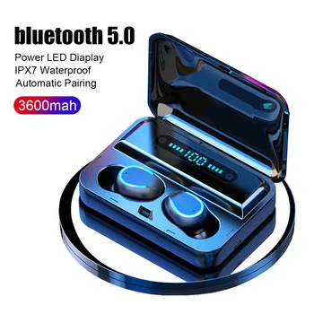 Bluetooth 5.0 Slúchadlá Vodotesný LED Displej s Potlačením Hluku Bezdrôtové Slúchadlá S 3600mAh Napájanie Nabíjačky Mobil