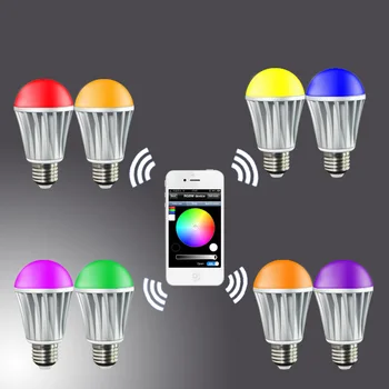 Bluetooth led žiarovka žiarovka E27 AC100-240V 7.5 W farebné vymeniteľné + teplá biela smart telefón, Bezdrôtové domáce výrobky